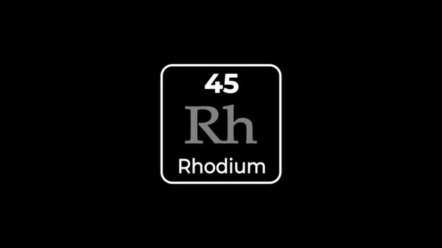 45 Number rhodium icon animation on black background 4k video.