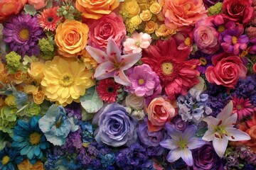 Obraz premium Vibrant floral tapestry of artificial flowers