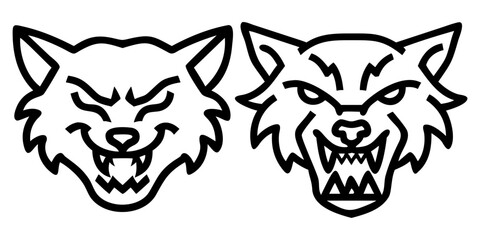 A highly detailed, realistic close-up of a snarling wolf's head. The wolf has sharp fangs, piercing eyes, and a fierce expression, showing aggression or readiness to defend. Its fur is thick and textu