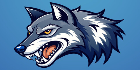 A highly detailed, realistic close-up of a snarling wolf's head. The wolf has sharp fangs, piercing eyes, and a fierce expression, showing aggression or readiness to defend. Its fur is thick and textu