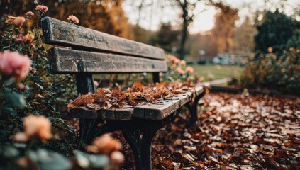 Autumn park bench