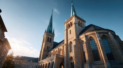 Fototapeta premium Luxembourg Notre-Dame Cathedral Stone Façade 