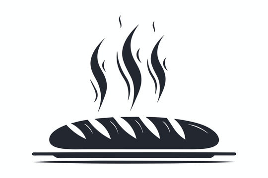 steaming bread loaf on a plate clip art preview