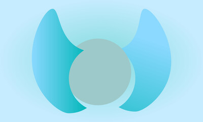 Abstract blue and green gradient shapes forming a symmetrical wing like design