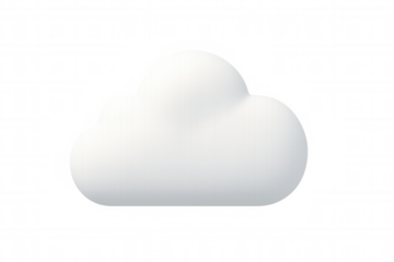 White 3d cloud rendering hovering against transparent backdrop, suitable for weather, tech, communication design elements