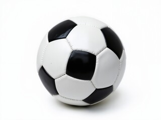 Fototapeta premium Classic black and white soccer ball resting on a white background showcasing its design and texture