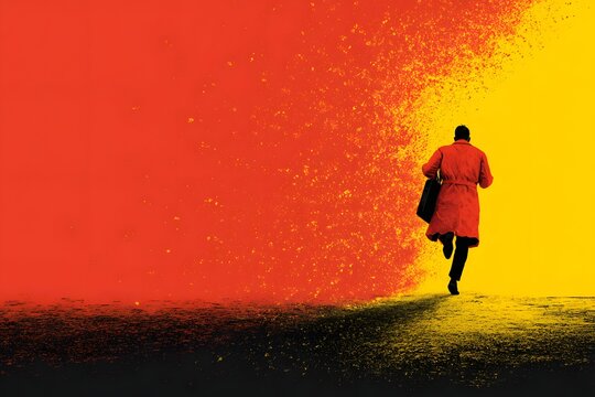 Runaway concept depicts escaping danger for safety awareness and emergency preparedness promotions