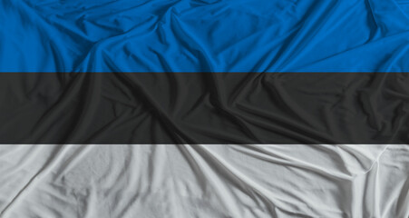 Estonian flag with fabric texture background. National flag of Estonia with cloth texture