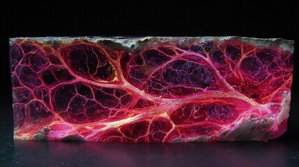 紫外線下で化石化した骨に保存された赤く輝く血管パターンは、複雑な生物学的歴史を明らかにしています。