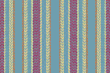 Ohort stripe vertical texture, fit lines vector textile. Oeutral pattern fabric seamless background in cyan and amber colors.