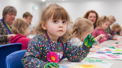 Creative expression blooms in a colorful art class for young children in spring