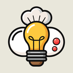 Fototapeta premium Creative Chef Hat Light Bulb Icon, Culinary Innovation Concept, Cooking Ideas, Modern Flat Design, Professional Kitchen Inspiration Vector