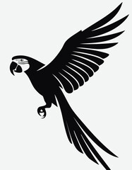 Obraz premium Macaw Bird Vector Logo in Black and White, Minimalist and Simple Design Perfect for Wildlife Branding and Nature Illustration 