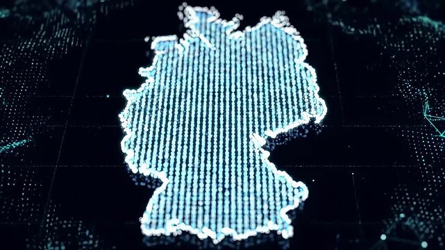 Futuristic Germany Map Animation &ndash; Digital Network Visualization in Neon Light Video