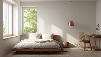 Modern bedroom with natural light