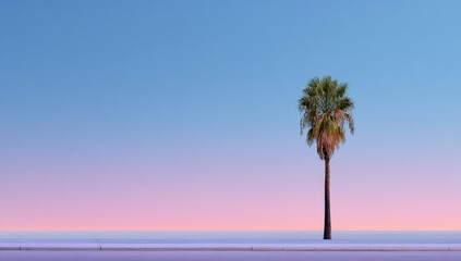 Fototapeta premium Pastel palm tree at sunrise