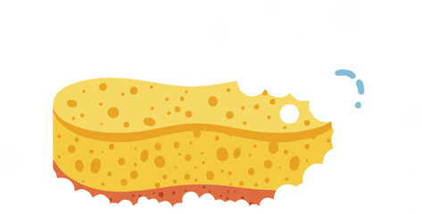 Absorbent yellow sponge with frothy bubbles