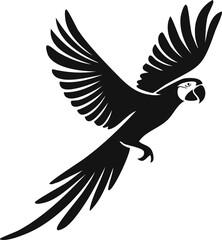 Macaw Bird Aves Animal Vector Logo in Black and White, Minimalist and Simple Design, Perfect for Wildlife Branding, Nature Illustration, and Unique Animal Identity
