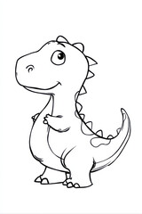 Fototapeta premium Joyful Dino: This adorable baby dinosaur, full of youthful glee, exudes an irresistible charm. Its delightful presence instantly captivates with a cartoonish flair. 