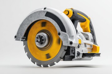 Fototapeta premium Power circular saw, yellow and gray (1)