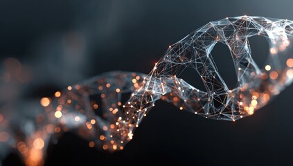 Abstract representation of DNA structure.  Networked, glowing