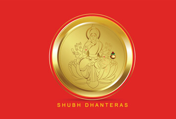 Illustration of Dhanteras Celebration with Kalash, Coins, marigold garlands, and footprints symbolizing prosperity,