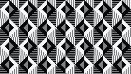 Seamless geometric background in black, gray, and white color combination