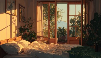 Sunrise bedroom with garden view