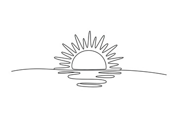 Continuous Line Drawing of a Sunrise | Vector Illustration for a New Beginning.
