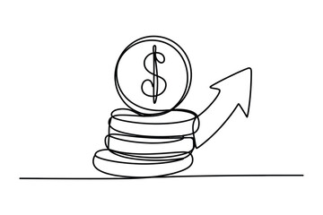 Continuous Line Drawing of a Coin Stack | Vector Illustration for Financial Growth.