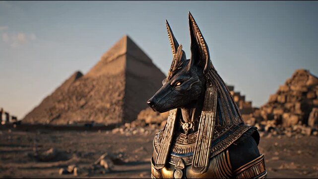  Guardians of ancient times in Egypt with pyramids in background