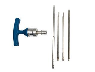 Neurosurgery tool set. A set of specialized surgical instruments designed for neurosurgery, featuring various tools used during operations.