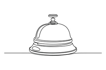 Simple Line Art of a Service Bell | Editable Stroke Vector Illustration for Hospitality.