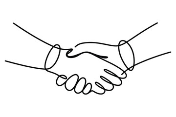 One Line Drawing of Handshake | Minimalist Agreement Vector Illustration