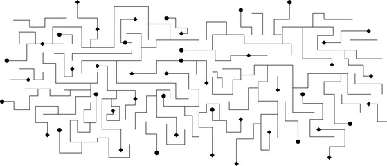 Abstract connecting black line and geometric shape for  network connection and communication technology on white background