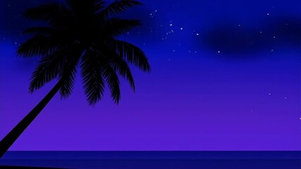 Nighttime tropical palm silhouette - Powered by Adobe