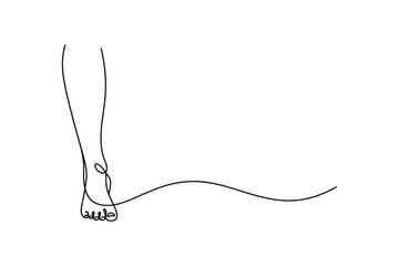 Fototapeta premium One Line Drawing of Footprint | Minimalist Editable Stroke Vector