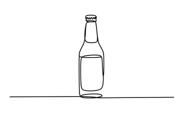 One Line Drawing of Beverage Bottle | Editable Stroke Minimal Vector