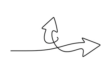 One Line Drawing of Directional Arrows   Editable Stroke Navigation Vector © StockSynergy