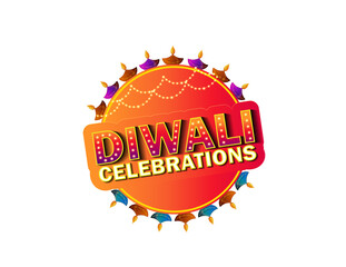 Diwali Celebration Poster with Oil Lamps and oil lamps representing traditional Diwali celebrations on a vibrant gradient background
