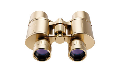 Golden Binoculars on White Background