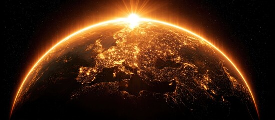 Earth bathed in golden sunrise