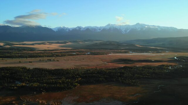 North chuya ridge sunrise over kurai steppe in altai. Media