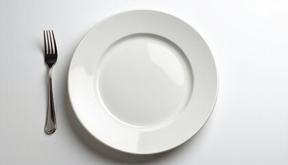 isolated empty plate on white background top view
