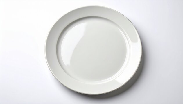 isolated empty plate on white background top view