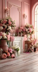 Pink floral room, elegant decor