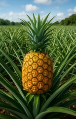 Obraz premium Sweet pineapple on the plantation. 