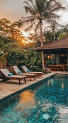 Fototapeta premium Tranquil sunset by pool