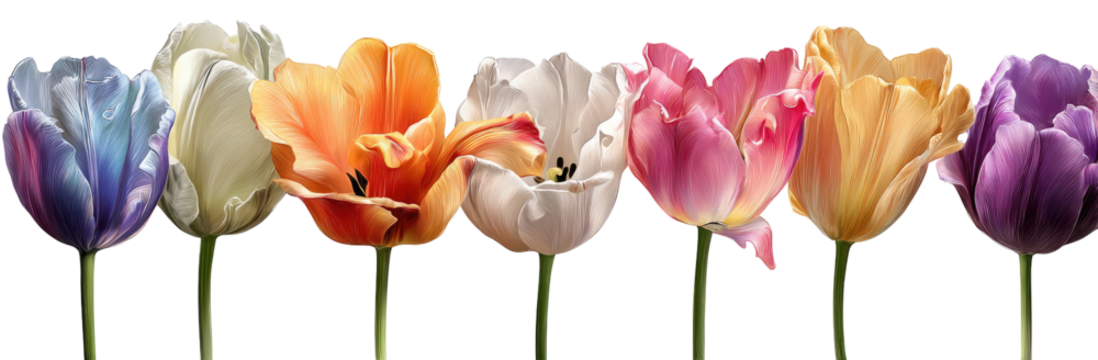 Vibrant tulips in a spectrum of colors