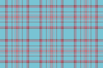 Cutout textile check plaid, card background pattern vector. Scenery seamless texture tartan fabric in red and cyan colors.